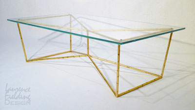 Glass top coffee table in gold leaf on faux bronze - The AtomAu - Contempory coffee table by laurence fielding design